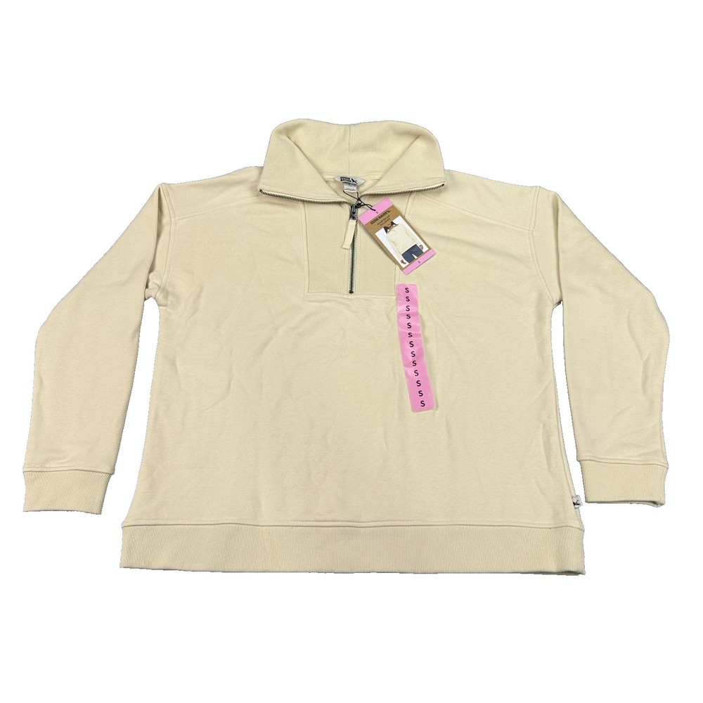 Eddie Bauer Women's Collared Quarter Zip Casual Pullover Sz Small Cream NWT